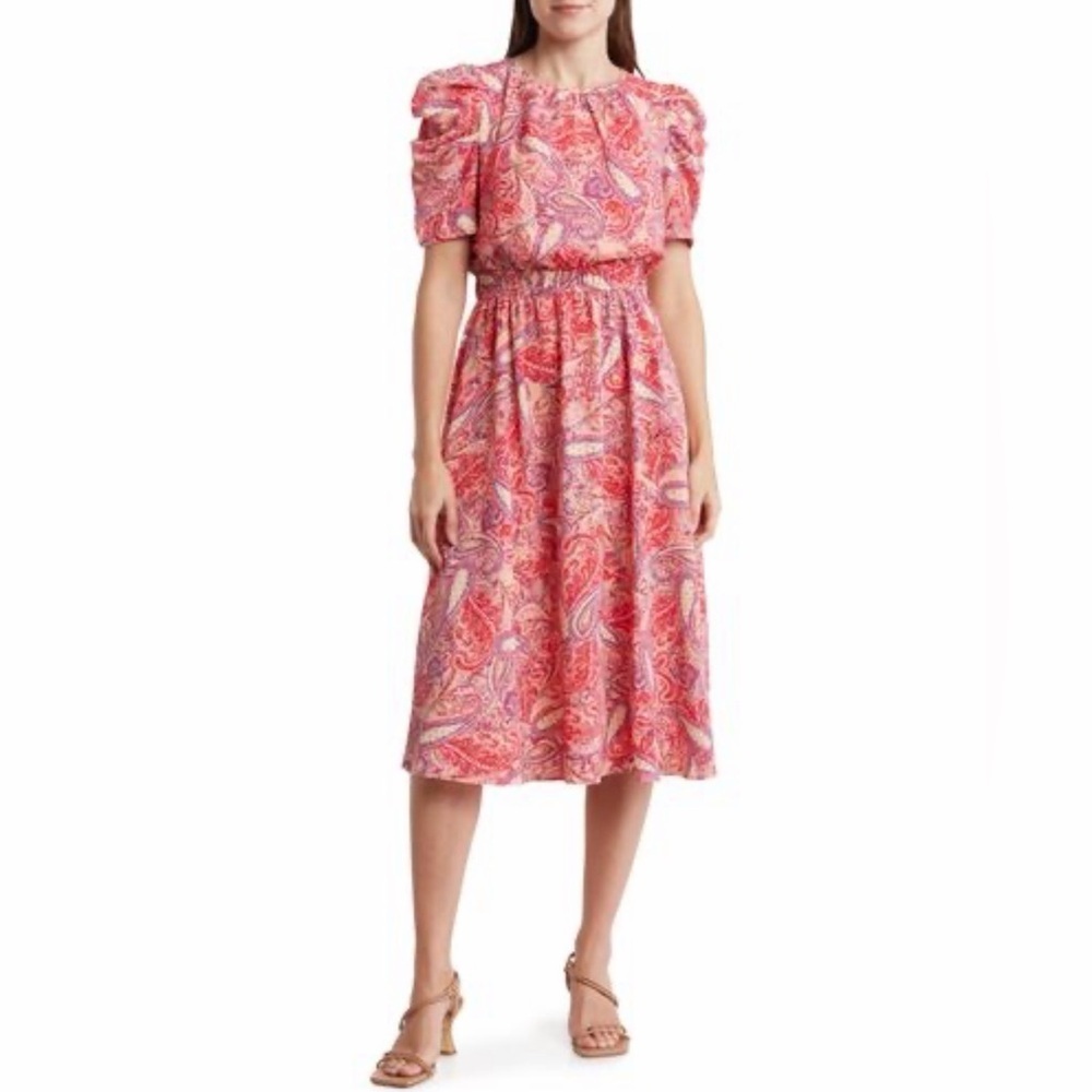 London Times  Paisley Midi Dress in Pink size 16 - Picture 3 of 10